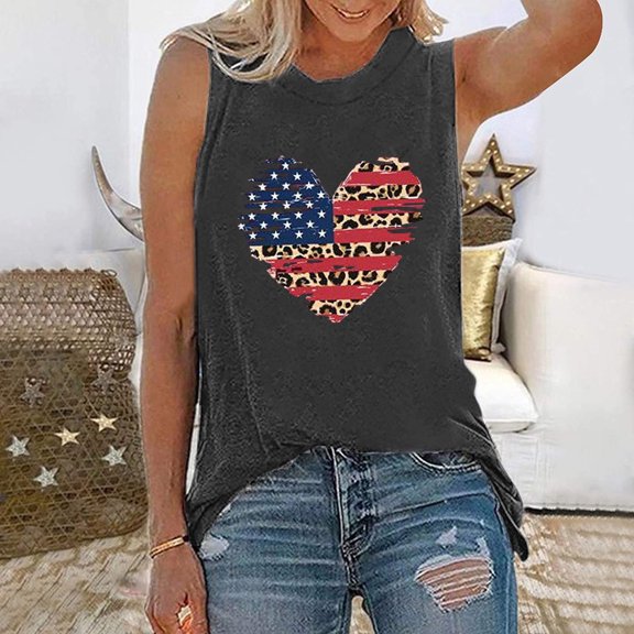 Alkepwun American Flag T-Shirt Women 4th of July Patriotic Shirt Cute Heart Stars Stripes Graphic Tee Tops