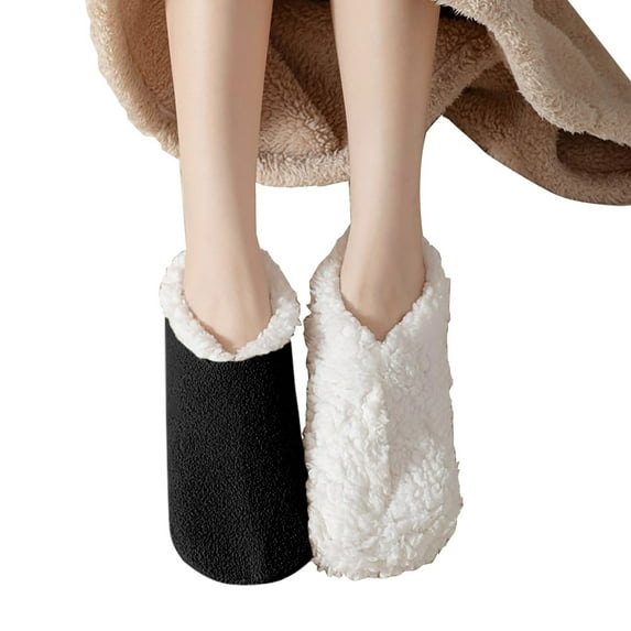Alkepwun Ankle Socks for Women Solid Color Fleece Thickened Warm Sleep Snow Boots Soft Comfortable Non-Slip Slipper Socks Lightweight Breathable Home Carpet Sock