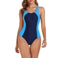 thumbnail image 1 of Alkepwun Athletic One Piece Swimsuit Women Sports Tummy Control Cut Out Racer Back Color Block Bathing Suit on Clearance, 1 of 7