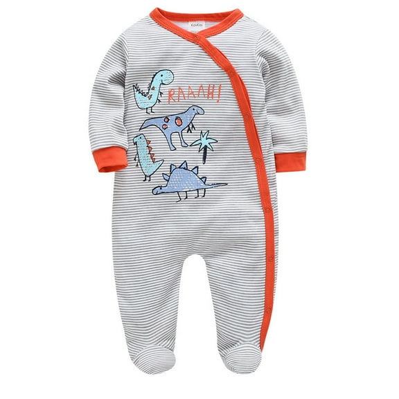 Alkepwun Baby Footie Pajamas Romper Boys Girls Onesie Playsuit Dino Jumpsuit - Infant Cotton Pajamas - Newborn Baby Sleeper