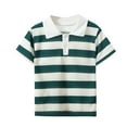 thumbnail image 1 of Alkepwun Basic Tops Boys' Striped Print Casual Button Down Short Sleeve Cotton Shirt Lightweight Comfort Breathable Crew Neck Regular Fit Shirts, 1 of 4