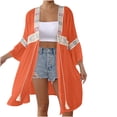 thumbnail image 1 of Alkepwun Bathing Suit Cover Up Women's Bohe Sequin Casual Tie Front V Neck Cardigan Long Sleeve Mid-Length Panel Summer Beach Vacation Swimwear, 1 of 5