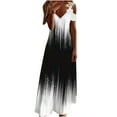 thumbnail image 1 of Alkepwun Beach Dresses for Women Summer Floral Print V-Neck Strap Loose Off the Shoulder Dress Casual Breathable A Line Vacation Beach Midi Dresses, 1 of 6