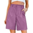 thumbnail image 1 of Alkepwun Bermuda Shorts for Women Dressy Casual High Waisted Summer Work Business Short Pants Elastic Waist Pleated Dress Shorts with Pockets, 1 of 3