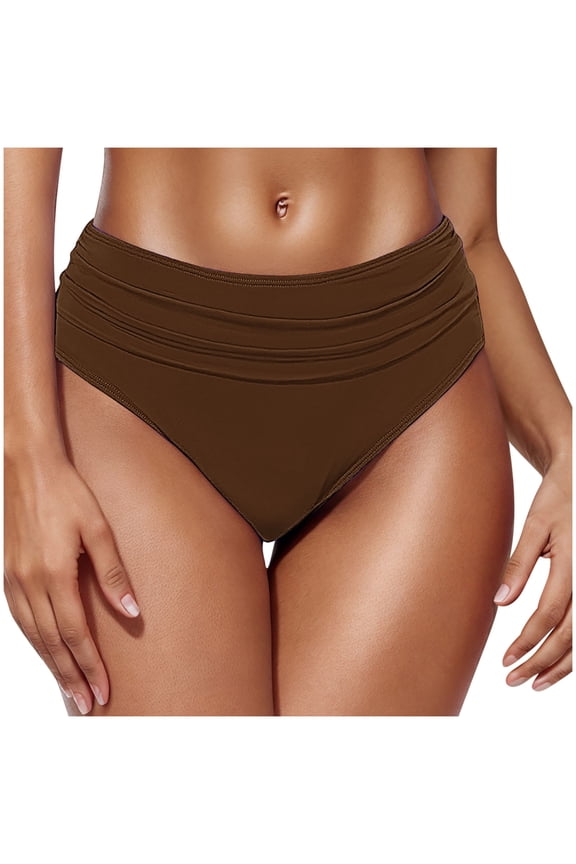 Bikini Bottoms Women's Solid Color Ruched Sexy Low Waist Triangle Swim Brief Lightweight Comfortable Full Coverage Swimsuit Bottom Sexy Quick Dry High Stretch Beach Briefs