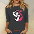 thumbnail image 1 of Alkepwun Breast Cancer Shirt Women October Cancer Fighter Tshirt Women's Strength Warrior Graphic Tees 3/4 Sleeve Tops, 1 of 4