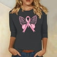 thumbnail image 1 of Alkepwun Breast Cancer Shirt for Women 3/4 Sleeve Tops Breast Cancer Awareness Tee Shirt Cancer Survivor T-Tops, 1 of 4