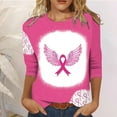 thumbnail image 1 of Alkepwun Breast Cancer Shirt for Women Pink Ribbon Inspirational Tops Butterfly Heart Graphic Tees Fighting Survivor Gifts 3/4 Sleeve Tops, 1 of 4