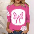 thumbnail image 1 of Alkepwun Breast Cancer Shirt for Women Pink Ribbon Inspirational Tops Butterfly Heart Graphic Tees Fighting Survivor Gifts 3/4 Sleeve Tops, 1 of 4
