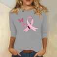 thumbnail image 1 of Alkepwun Breast Cancer Shirt for Women Pink Ribbon Shirts Cancer Survivor Support Gifts Pullover 3/4 Sleeve Tops, 1 of 4