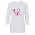 thumbnail image 1 of Alkepwun Breast Cancer Shirt for Women Pink Ribbon Shirts Cancer Survivor Support Gifts Pullover 3/4 Sleeve Tops, 1 of 4