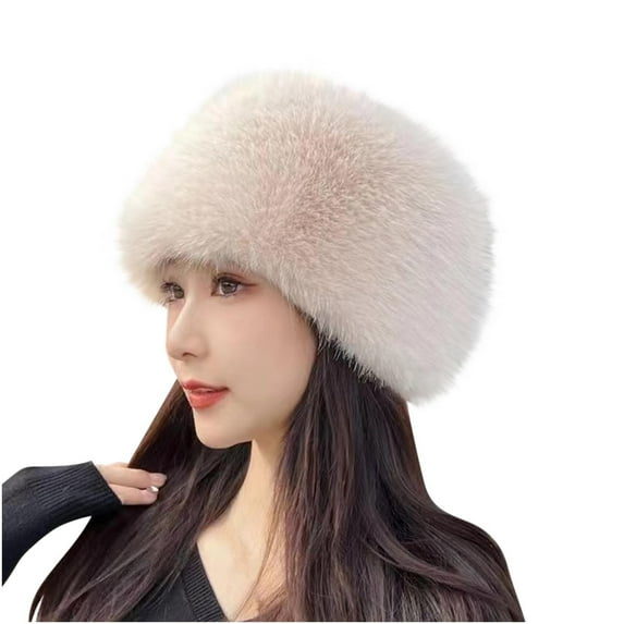 Alkepwun Bucket Hats for Woman Winter Faux Fur Fuzzy Warm Fisherman Cap Cossak Russian Style Warm Cap Thickened Warm Windproof Mongolian Hat