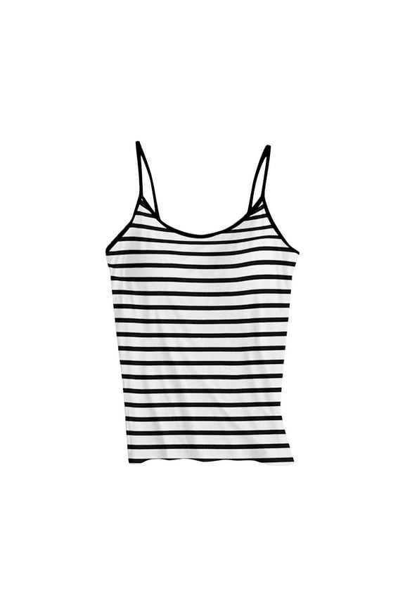 Camisoles for Women Striped Tank Tops Adjustable Camis Soft Padded Undershirt Spaghetti Strap Tank Tops for Yoga Workout Sleeping Traveling