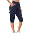 thumbnail image 1 of Alkepwun Capri Joggers Women Comfy Lounge Pants Casual Drawstring Waist Cropped Running Sweatpants with 4 Pockets, 1 of 7