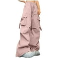 thumbnail image 1 of Alkepwun Cargo Pants for Women High Waist Baggy Casual Solid Parachute Trousers Loose Fit Y2K Streetwear with Multi Pockets, 1 of 6