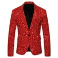 thumbnail image 1 of Alkepwun Casual Blazer for Men Sequined Lapel Single Button Jacket with Pockets Slim Fit Long Sleeve Business Casual Coat Birthday Party Carnival Dance Wedding Wear, 1 of 1
