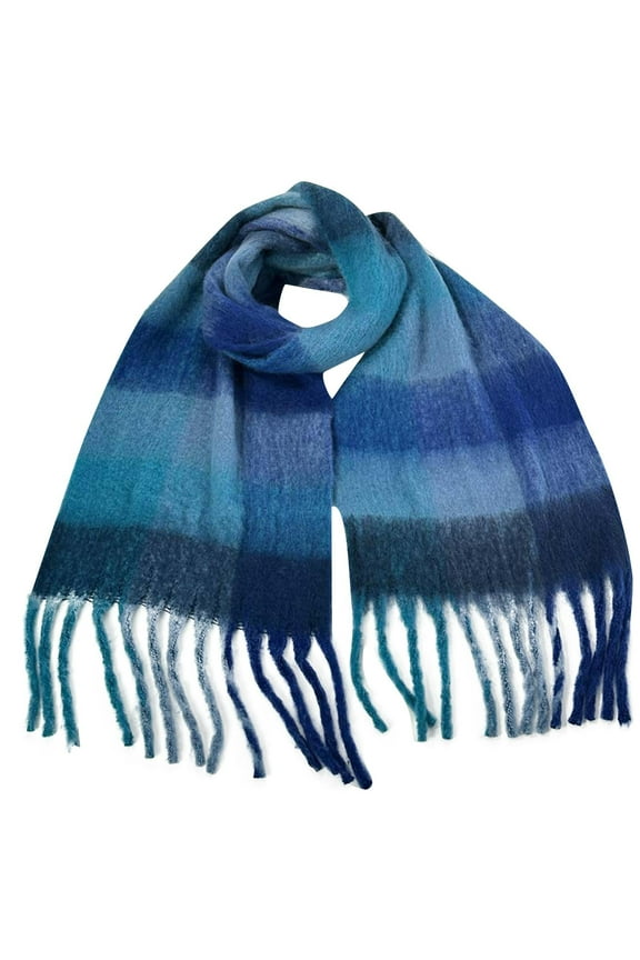 Chunky Winter Scarfs for Women Cold Weather Warm Knit Thick Plaid Scarf Skin-Friendly Long Checked Scarves