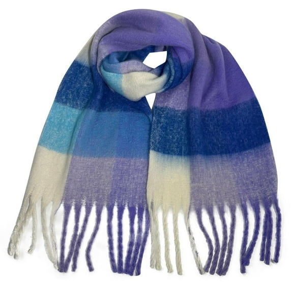 Alkepwun Chunky Winter Scarfs for Women Cold Weather Warm Knit Thick Plaid Scarf Skin-Friendly Long Checked Scarves