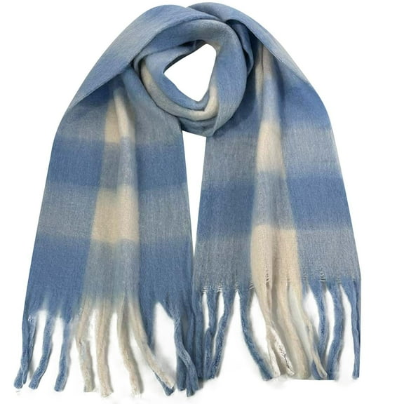 Alkepwun Chunky Winter Scarfs for Women Cold Weather Warm Knit Thick Plaid Scarf Skin-Friendly Long Checked Scarves
