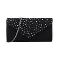 thumbnail image 1 of Alkepwun Clutch Purses for Women Frosted Satin Rhinestone Decor Envelope Bag Casual Versatile Chain-Strap Evening Purse for Party Prom Wedding, 1 of 6