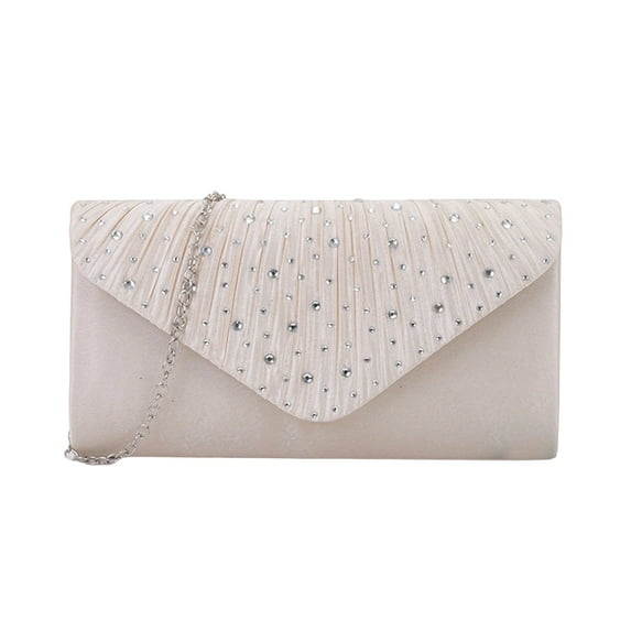 Alkepwun Clutch Purses for Women Frosted Satin Rhinestone Decor Envelope Bag Casual Versatile Chain-Strap Evening Purse for Party Prom Wedding