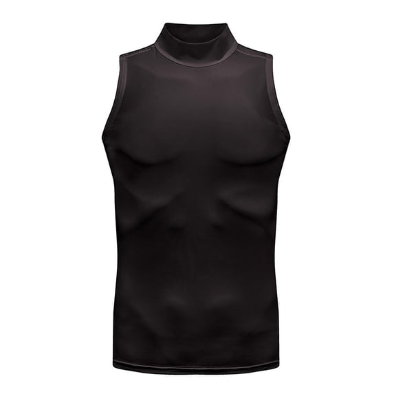 Alkepwun Compression Tank Top Men Active Dry Fit Stretch Lightweight Sleeveless Muscle Shirt Casual Solid Color High Neck Vest for Swim Beach