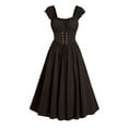 thumbnail image 1 of Alkepwun Corset Dresses for Women Renaissance Cottagecore Milkmaid Dress Gothic Sleeveless Ruffle Midi Dress, 1 of 5