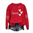 thumbnail image 1 of Alkepwun Crewneck Sweatshirts Women Valentine's Day Heart Bow Graphic Long Sleeve Casual Pullover Tops Comfort Breathable Hoodless Drop-Shoulder Top, 1 of 7