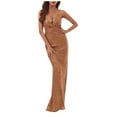 thumbnail image 1 of Alkepwun Deep V Neck Dress Spaghetti Straps Sequin Sparkly Fishtail Hem Prom Dress Long Maxi Slim-Fit Evening Gowns, 1 of 3