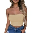thumbnail image 1 of Alkepwun Double Lined Tube Tops for Women Solid Color Going Out Crop Sleeveless Tank Bandeau Strapless Casual Shirts, 1 of 5