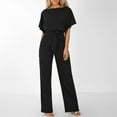 thumbnail image 1 of Alkepwun Dressy Jumpsuits for Women Summer Wide Leg Pants Jumpsuit Casual One Piece Outfits Tie Waist Short Sleeve Formal Jumpsuit Petite Long Romper with Pockets, 1 of 7