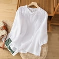 thumbnail image 1 of Alkepwun Embroidered Tops Women's Mexican Boho Peasant Casual Loose Tunics Button V Neck Short Sleeve Blouse Cotton Linen Shirts for Women, 1 of 7
