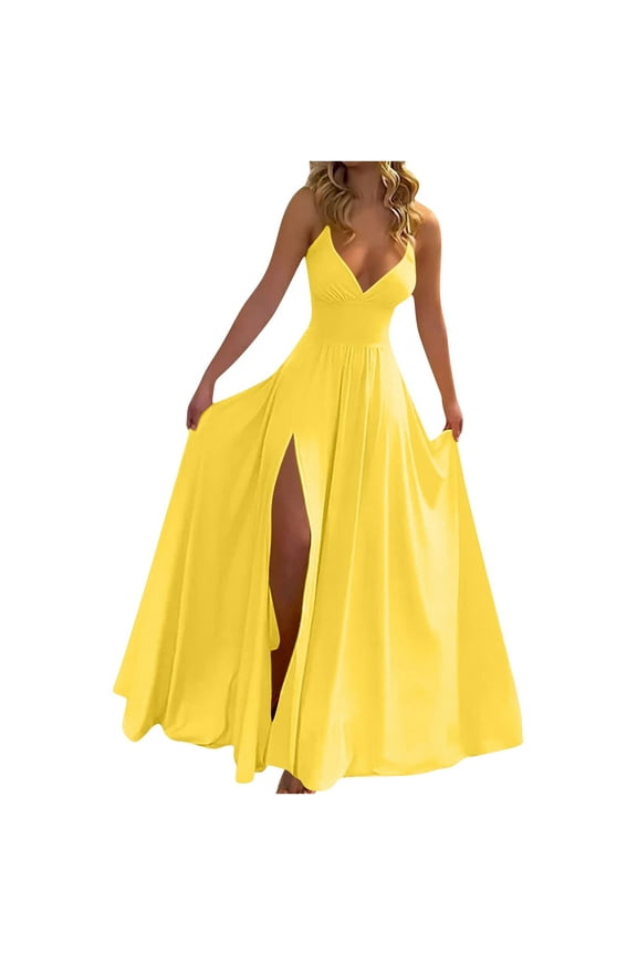 Ever Pretty Dresses for Women Satin Strapless Sexy V Neck Prom Evening Gowns A Line Pleated Long Ball Gown with Slit
