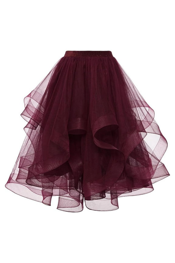 Fall Skirts for Women Solid Color High-Waisted Puffy Tiered Skirt Wedding Dress Bridesmaid Short Layered A-Line Ruffled Tulle Skirt Christmas Prom Ballet Skirt Fall Wedding Guest Dresses