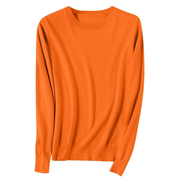 Alkepwun Fall Sweaters Solid Color Crew Neck Long Sleeve Basic Pullover Top Casual Comfortable Lightweight Warm Classic Knit Sweater Soft Loose Fit Daily Outdoor Sports Cycling Base Layer