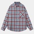 thumbnail image 1 of Alkepwun Flannel Shirt for Men Boys Loose Fit Plaid Shirt Casual Button Down Brushed Cotton Shirt with Chest Pocket, 1 of 4