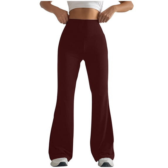 Alkepwun Flared Leggings Women Solid Color Butt Lifting Tummy Control Skinny Athletic Flared Pants Soft Comfort Breathable Fitness Yoga Pant