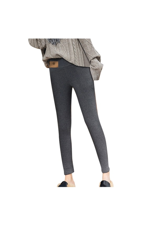 Fleece Lined Leggings Women Thickened High Waisted Plus Size Stretch Tummy Control Tights Soft Comfortable Shearling Windproof Slim Fit Tights Cold Resistant Warm Outdoor Cycling Ski Gear