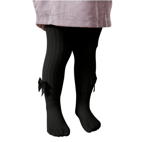 Alkepwun Fleece Lined Tights Girls Bow-Decorated Solid Color Fluffy-Lined Princess Style Thermal Leggings Soft Cozy High Stretch Warm Breathable Dance Footed Tights 2-12 Years