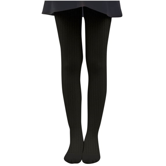 Alkepwun Fleece Tights Girls Solid Color Ribbed High-Stretch Fleece Lined Knit Leggings Soft Cozy Breathable Warm Winter Tights Daily Footed Cotton Stockings