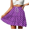thumbnail image 1 of Alkepwun Flowy Skirts for Women Plus Size Stretchy Drawstring Waist Casual Polka Dot Print Flared Mini Skirt Summer Beach Plus Size Flounce Trim Tiered Cake Skirt, 1 of 6