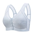 thumbnail image 1 of Alkepwun Front Closure Bras for Women Lace Jacquard No Underwire Comfortable Full Coverage Everyday Bra Solid-Color Lightweight Gathered Breathable Underwear, 1 of 6