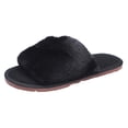 thumbnail image 1 of Alkepwun Fuzzy Faux Fur Memory Foam Cozy Flat Spa Slide Slippers Comfy Open Toe Slip On House Shoes Sandals Indoor Outdoor House Slippers for Women and Girls,on Clearance, 1 of 5