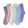 thumbnail image 1 of Alkepwun Fuzzy Socks Women Solid Colors 6 Pairs Plush Slipper Warm Soft Fluffy Socks Thick Cozy Winter Christmas Loungewear Sock, 1 of 2