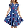 thumbnail image 1 of Alkepwun Girls' Dresses Ruffle Sleeve Pleated Casual Swing Boho Floral Print Dresses Round Neck Layered A Line Party Vacation Maxi Dress 6 months-15 years, 1 of 4