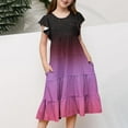 thumbnail image 1 of Alkepwun Girls Ruffle Sleeve Sundress Kids Summer Crewneck A Line Casual Dress Ombre Tiered Swing Midi Dress with Pockets 6-14 Years, 1 of 5