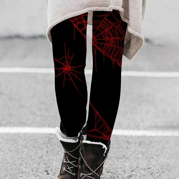 Alkepwun Halloween Cosplay Leggings Tights for Women Girls Clothes Pumpkin Horror Nights Witch Bat Sugar Skull Leggings Holiday Outfit