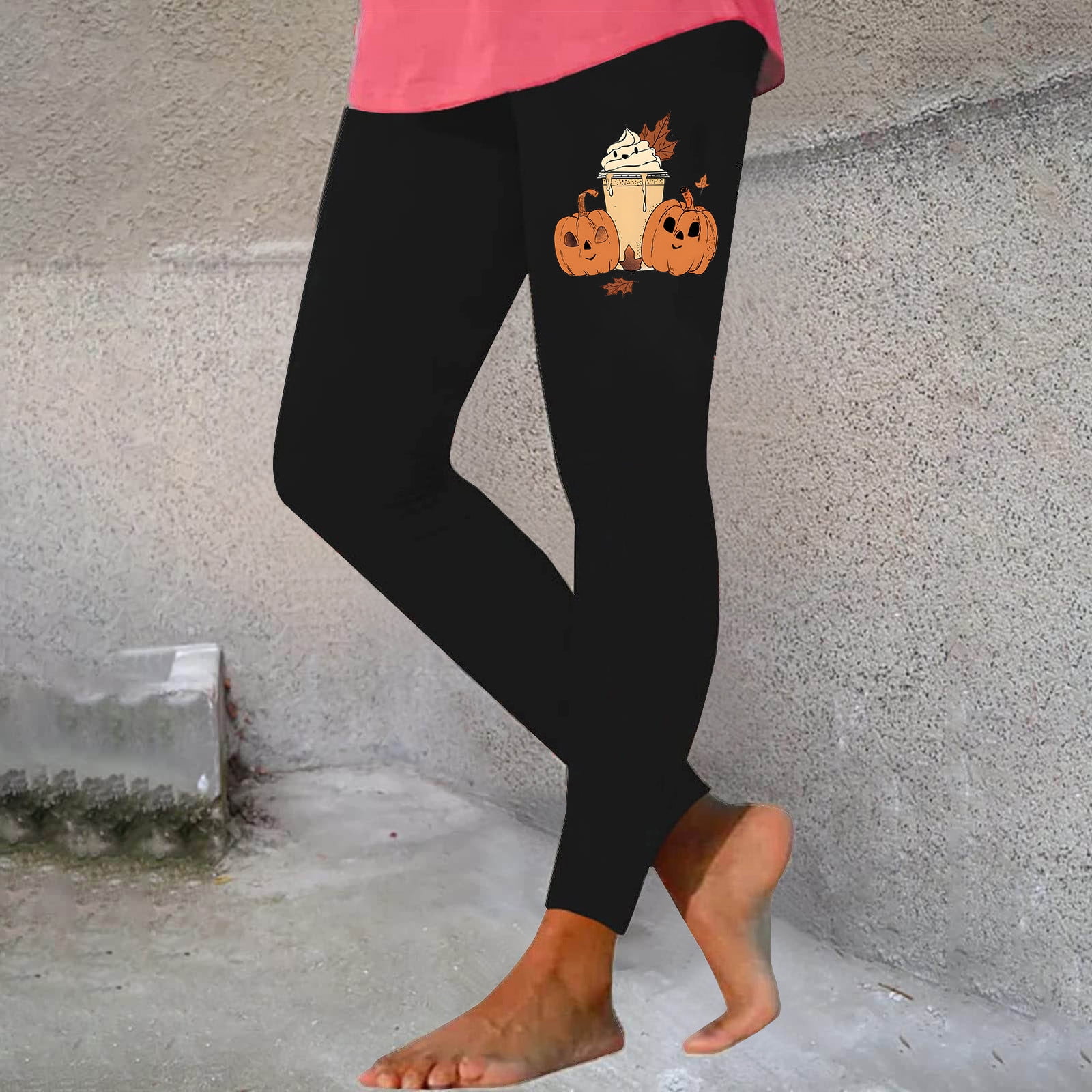 Alkepwun Halloween Leggings for Women Halloween Pumpkin Ghost Bat Print