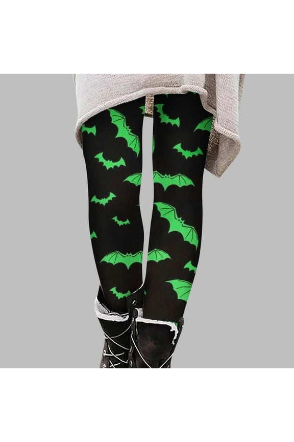 Halloween Leggings for Women High Waisted Footless Stretchy Tights Halloween Spooky Castle Bat Spider Web Printed Skinny Leggings Pants