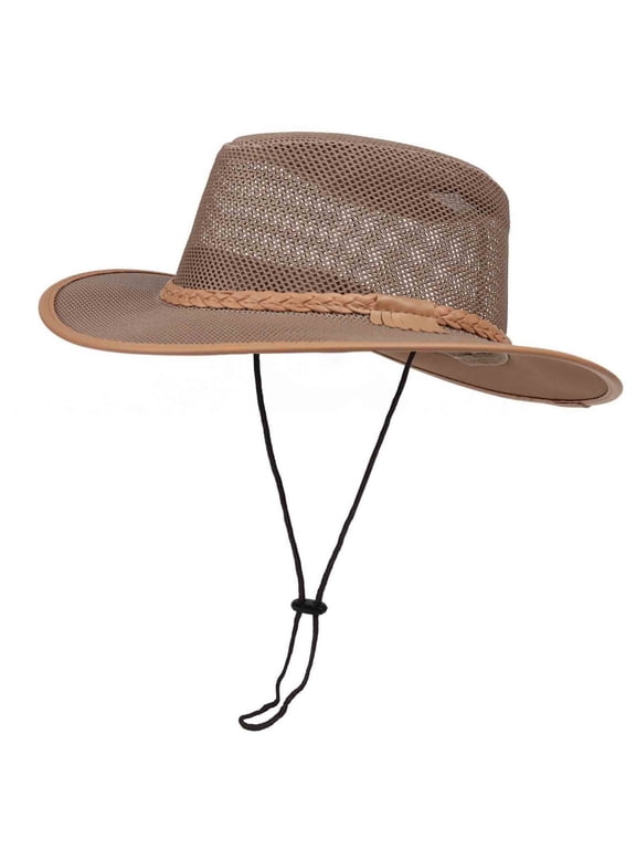 Hats for Men Solid-Color Retro Mesh Breathable Wide-Brim Sun Cap Unisex Lightweight Comfortable Drawstring Beach Fisherman's Hat